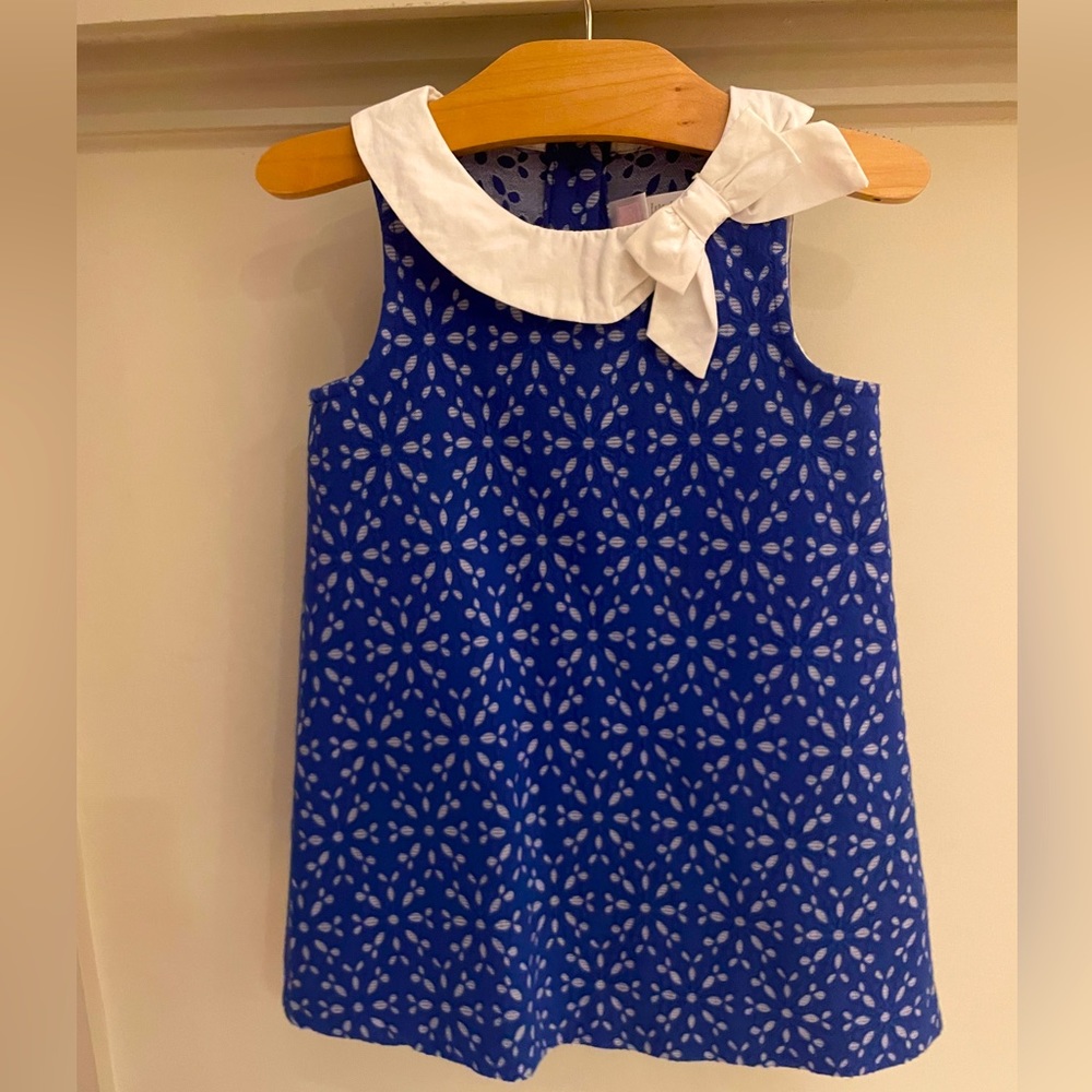 Janie & Jack Blue and White Eyelet Dress - Size 2T